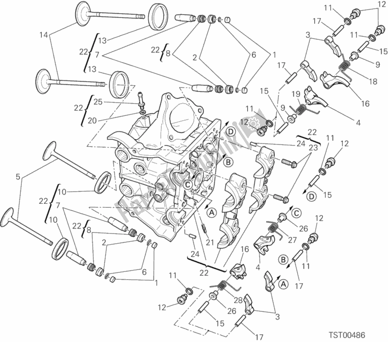 All parts for the Horizontal Head of the Ducati Hypermotard USA 821 2015